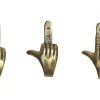 Extravagantes 3er Set Kleiderhaken FINGERS messing Metall-Aluminium Wandgarderobe
