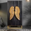 Extravagantes Highboard ANGEL 140cm schwarz Mangoholz mit goldenen Flügeln