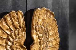 Extravagantes Highboard ANGEL 140cm schwarz Mangoholz mit goldenen Flügeln