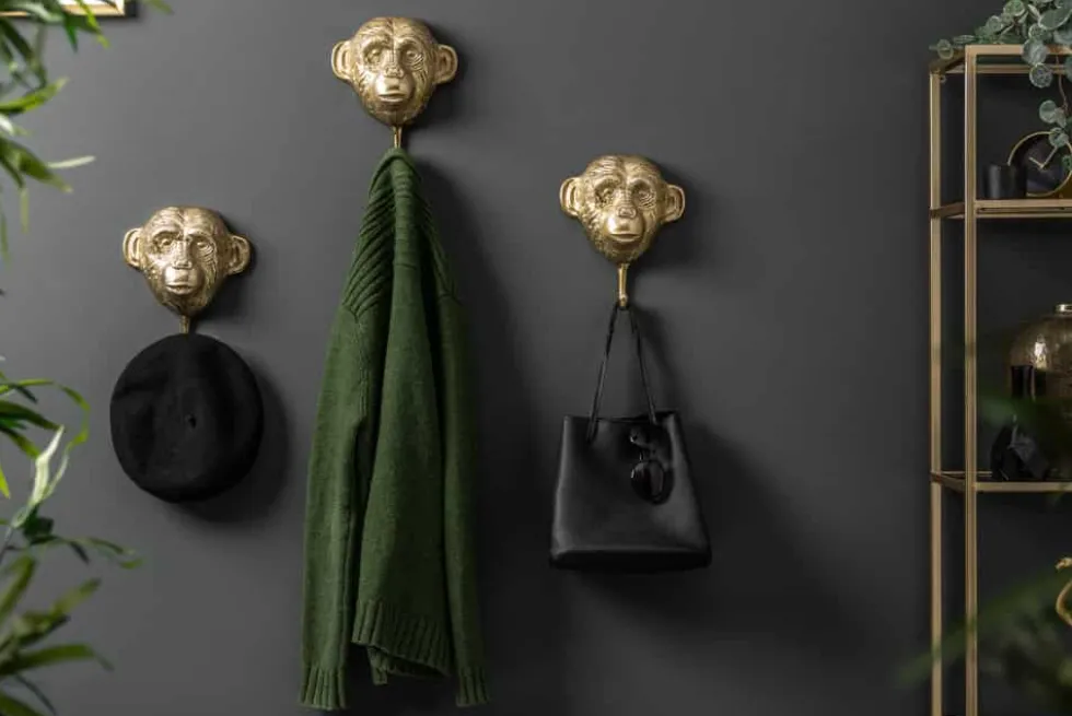 Extravagantes Kleiderhaken 3er Set THREE APES 25cm gold Handarbeit