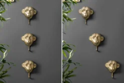 Extravagantes Kleiderhaken 3er Set THREE APES 25cm gold Handarbeit