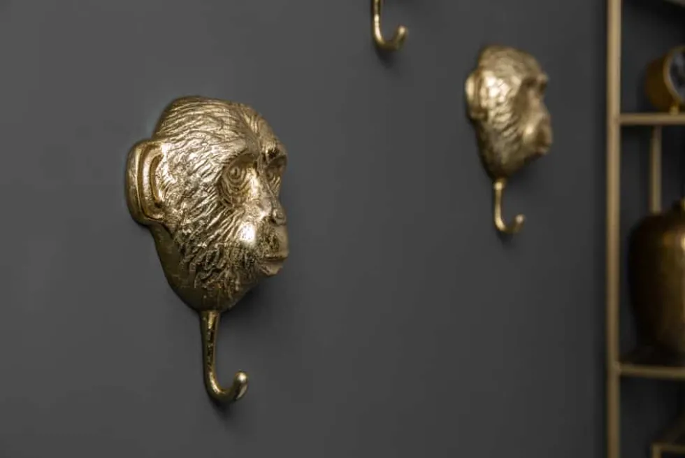 Extravagantes Kleiderhaken 3er Set THREE APES 25cm gold Handarbeit