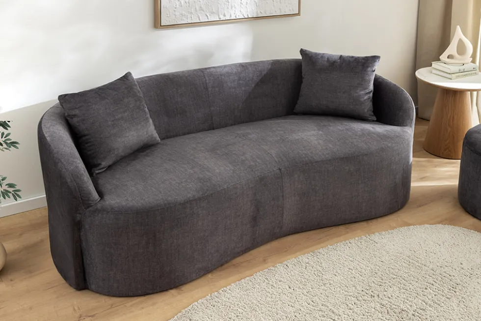 Extravagantes Sofa ELEMENTAL 180cm graphit grau Samt 2-Sitzer Couch organische Form