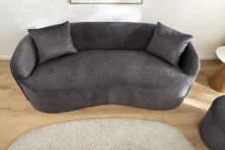 Extravagantes Sofa ELEMENTAL 180cm graphit grau Samt 2-Sitzer Couch organische Form