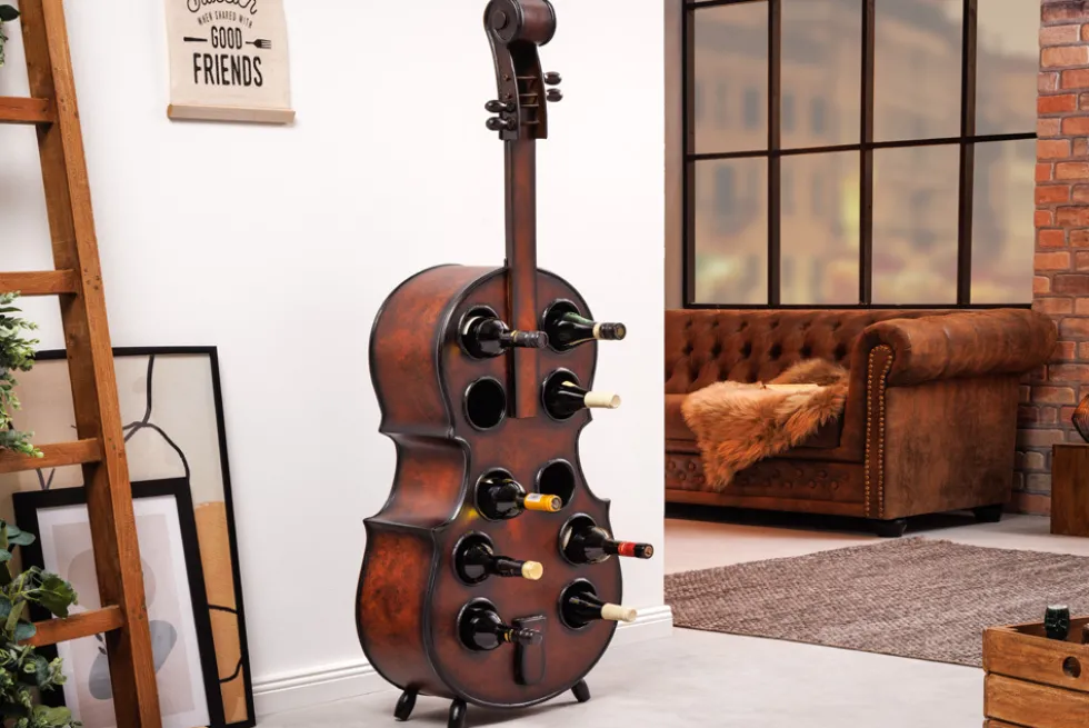 Extravagantes Weinregal CELLO 133cm braun Tannenholz für 10 Flaschen