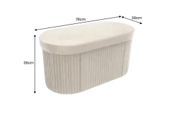 Faltbare Polsterbank ÉLAN 80cm champagner greige Samt Sitzbank mit Stauraum