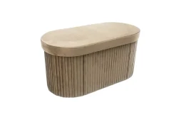 Faltbare Polsterbank ÉLAN 80cm champagner greige Samt Sitzbank mit Stauraum