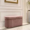 Faltbare Polsterbank ÉLAN 80cm rosa Samt Sitzbank mit Stauraum