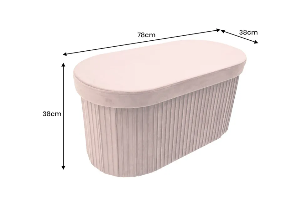 Faltbare Polsterbank ÉLAN 80cm rosa Samt Sitzbank mit Stauraum