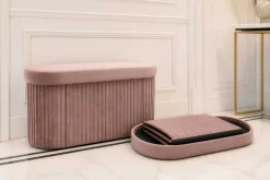 Faltbare Polsterbank ÉLAN 80cm rosa Samt Sitzbank mit Stauraum