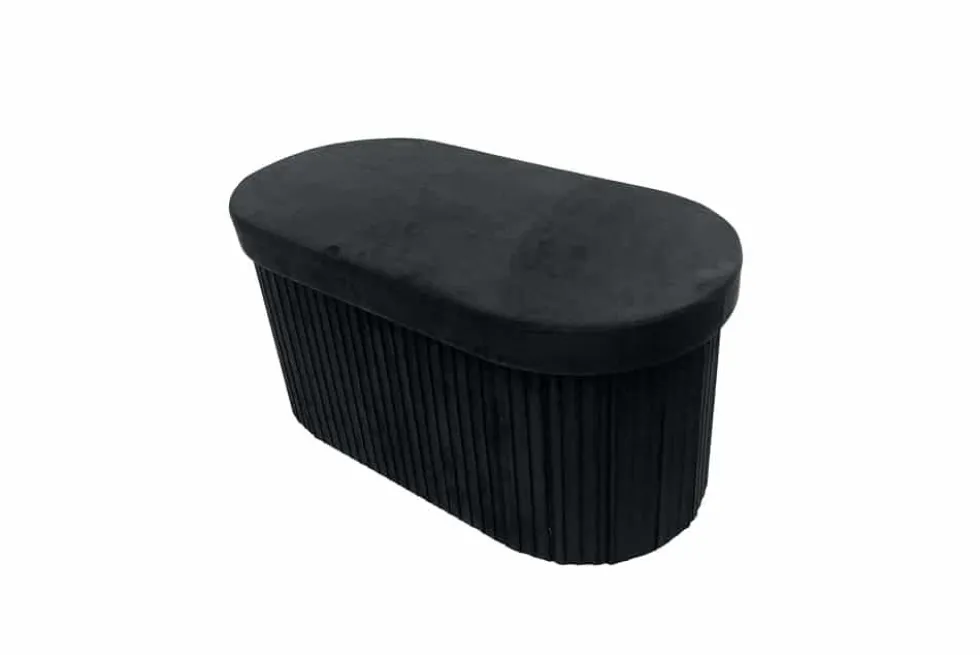 Faltbare Polsterbank ÉLAN 80cm schwarz Samt Sitzbank mit Stauraum