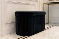 Faltbare Polsterbank ÉLAN 80cm schwarz Samt Sitzbank mit Stauraum