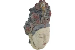 Figur BUDDHA HEAD 45cm mehrfarbig handmade Deko-Kopf Blumengöttin