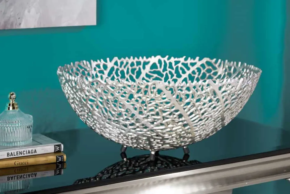 Filigrane Design Schale ABSTRACT LEAF 45cm silber Handarbeit