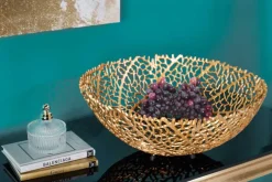 Filigrane Design Schale ABSTRACT LEAF 45cm gold Handarbeit