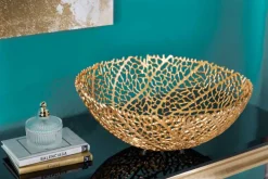 Filigrane Design Schale ABSTRACT LEAF 45cm gold Handarbeit