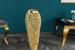 Filigrane Design Vase ABSTRACT LEAF gold 65cm Handarbeit