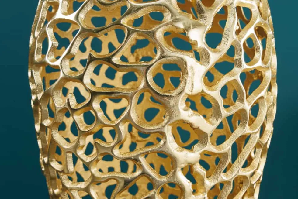 Filigrane Design Vase ABSTRACT LEAF gold 65cm Handarbeit