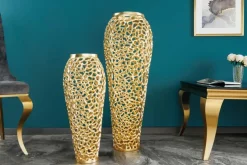 Filigrane Design Vase ABSTRACT LEAF gold 65cm Handarbeit