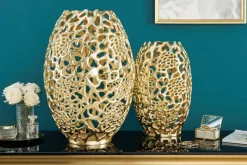 Filigrane Design Vase ABSTRACT LEAF gold 50cm Handarbeit