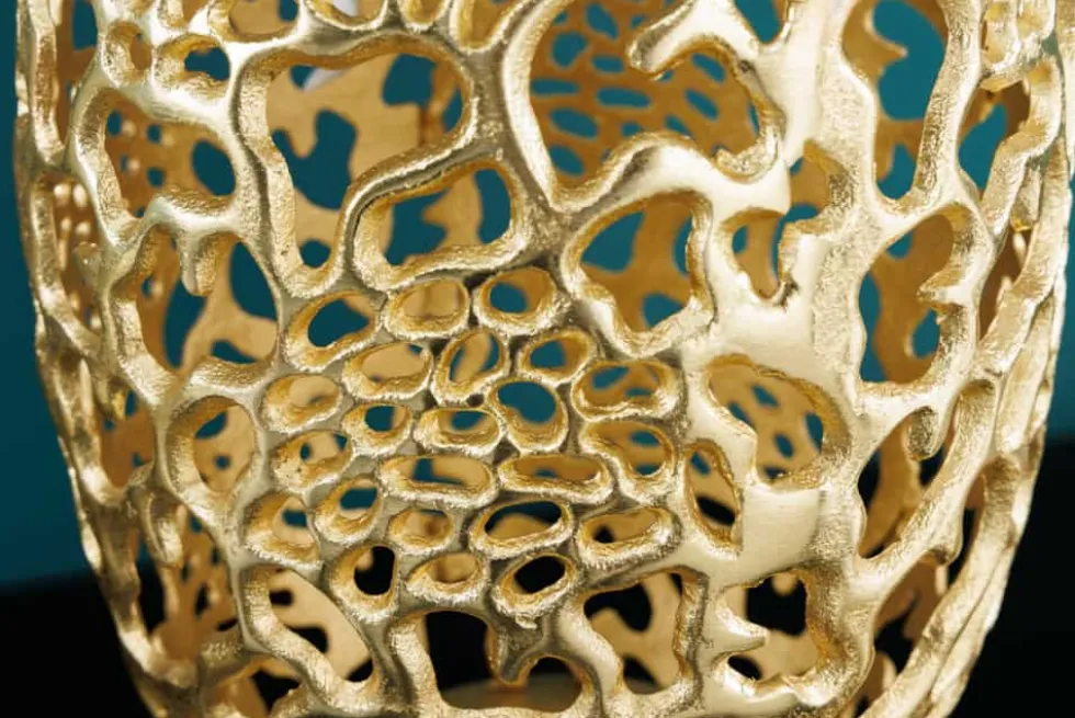Filigrane Design Vase ABSTRACT LEAF gold 50cm Handarbeit