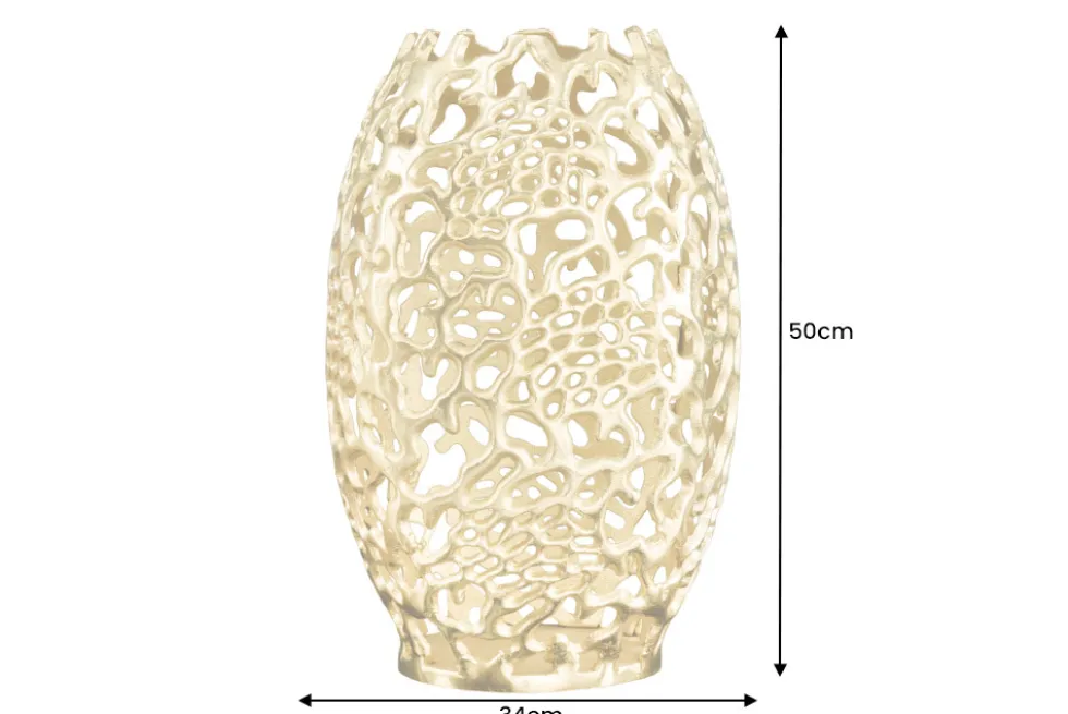Filigrane Design Vase ABSTRACT LEAF gold 50cm Handarbeit