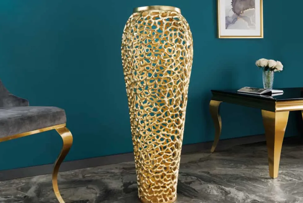 Filigrane Design XXL Vase ABSTRACT LEAF 90cm gold Handarbeit