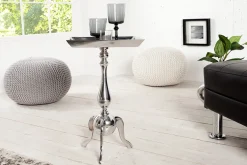 Filigraner Beistelltisch TRAYFUL 55cm silber Aluminium Tablett-Tisch