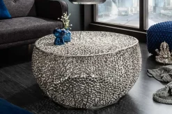 Filigraner Couchtisch LEAF 80cm silber Metall handmade Blatt-Design