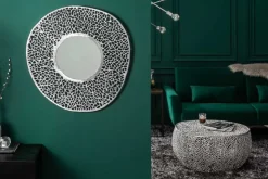 Filigraner Couchtisch LEAF 80cm silber Metall handmade Blatt-Design