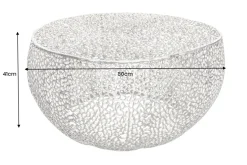Filigraner Couchtisch LEAF 80cm silber Metall handmade Blatt-Design