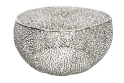 Filigraner Couchtisch LEAF 80cm silber Metall handmade Blatt-Design