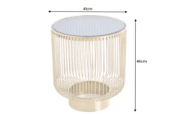 Filigraner Design Beistelltisch VARIATION 50cm gold Metall rund Schwarzglas Handarbeit