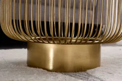 Filigraner Design Beistelltisch VARIATION 50cm gold Metall rund Schwarzglas Handarbeit