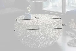 Filigraner Design Couchtisch ABSTRACT LEAF 80cm silber Handarbeit