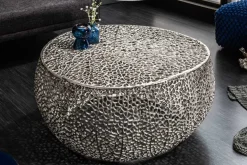 Filigraner Design Couchtisch ABSTRACT LEAF 80cm silber Handarbeit