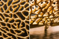 Filigraner Design Couchtisch ABSTRACT LEAF 130cm gold Handarbeit