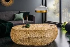 Filigraner Design Couchtisch ABSTRACT LEAF 130cm gold Handarbeit