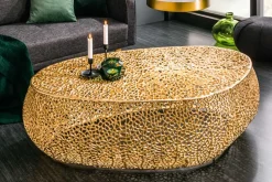 Filigraner Design Couchtisch ABSTRACT LEAF 130cm gold Handarbeit