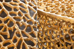 Filigraner Design Couchtisch ABSTRACT LEAF 80cm gold Handarbeit