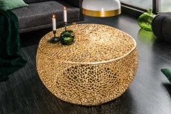 Filigraner Design Couchtisch ABSTRACT LEAF 80cm gold Handarbeit