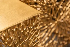 Filigranes Beistelltisch 2er Set ABSTRACT LEAF 45cm gold Handarbeit