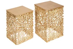 Filigranes Beistelltisch 2er Set ABSTRACT LEAF 45cm gold Handarbeit