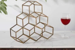Filigranes Design Weinregal HONEYCOMB 35cm gold Metall Handarbeit