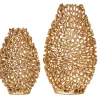 Filigranes Vasen 2er Set ABSTRACT LEAF 40cm gold Handarbeit