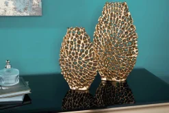 Filigranes Vasen 2er Set ABSTRACT LEAF 40cm gold Handarbeit