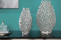 Filigranes Vasen 2er Set ABSTRACT LEAF 40cm silber Metall Handarbeit Blumenvase