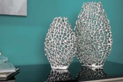 Filigranes Vasen 2er Set ABSTRACT LEAF 40cm silber Metall Handarbeit Blumenvase
