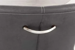 Freischwinger Stuhl SAMSON vintage grau mit Armlehne und Edelstahlrahmen