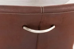 Freischwinger Stuhl SAMSON dark coffee mit Armlehne und Edelstahlrahmen